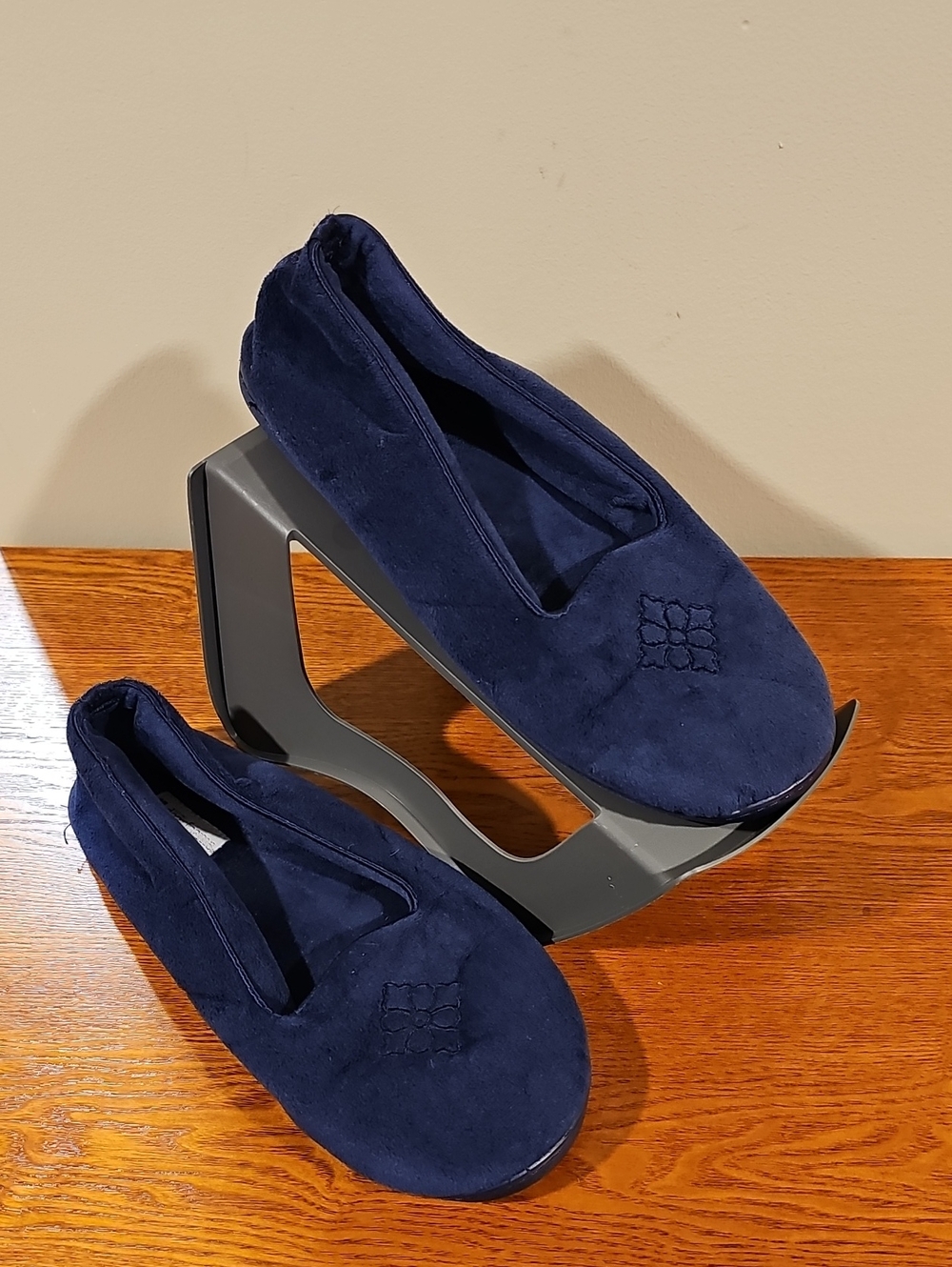 dearfoams Navy Suede Ballet Slip-On Flats